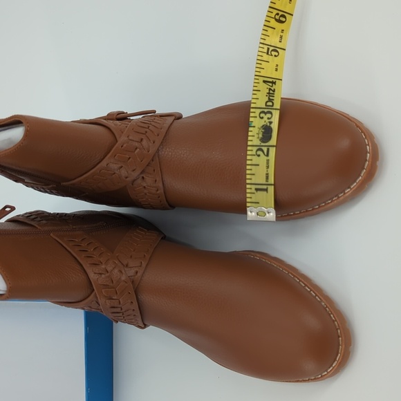 Jack Rogers Moto Booties Eliza Brown Braided Strap Ankle Boots 6.5 🔥👢 NWT - Picture 8 of 9